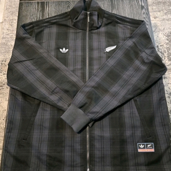 adidas men ADIDAS ORIGINALS & ALL BLACKS Rugby PLAID WOVEN FIREBIRD TRACK JACKET